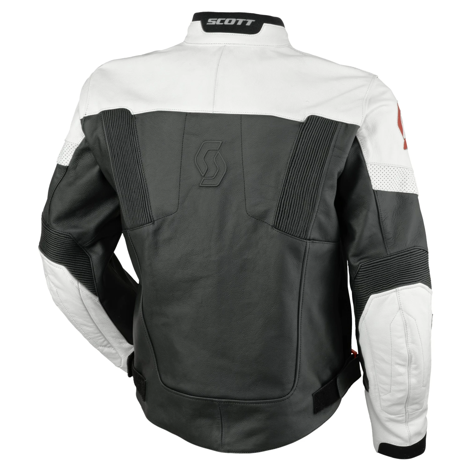 BLOUSON CUIR SCOTT TRACK LEATHER BLANC/NOIR 2 BLOUSON CUIR SCOTT TRACK LEATHER BLANC/NOIR – Image 2
