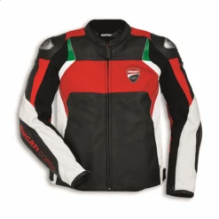 DUCATI BLOUSON CUIR CORSE C3 DAINESE ROUGE/NOIR/BLANC PERFORE