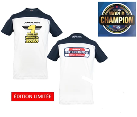 T-SHIRT SUZUKI JOAN MIR CHAMPION DU MONDE 1 T-SHIRT SUZUKI JOAN MIR CHAMPION DU MONDE
